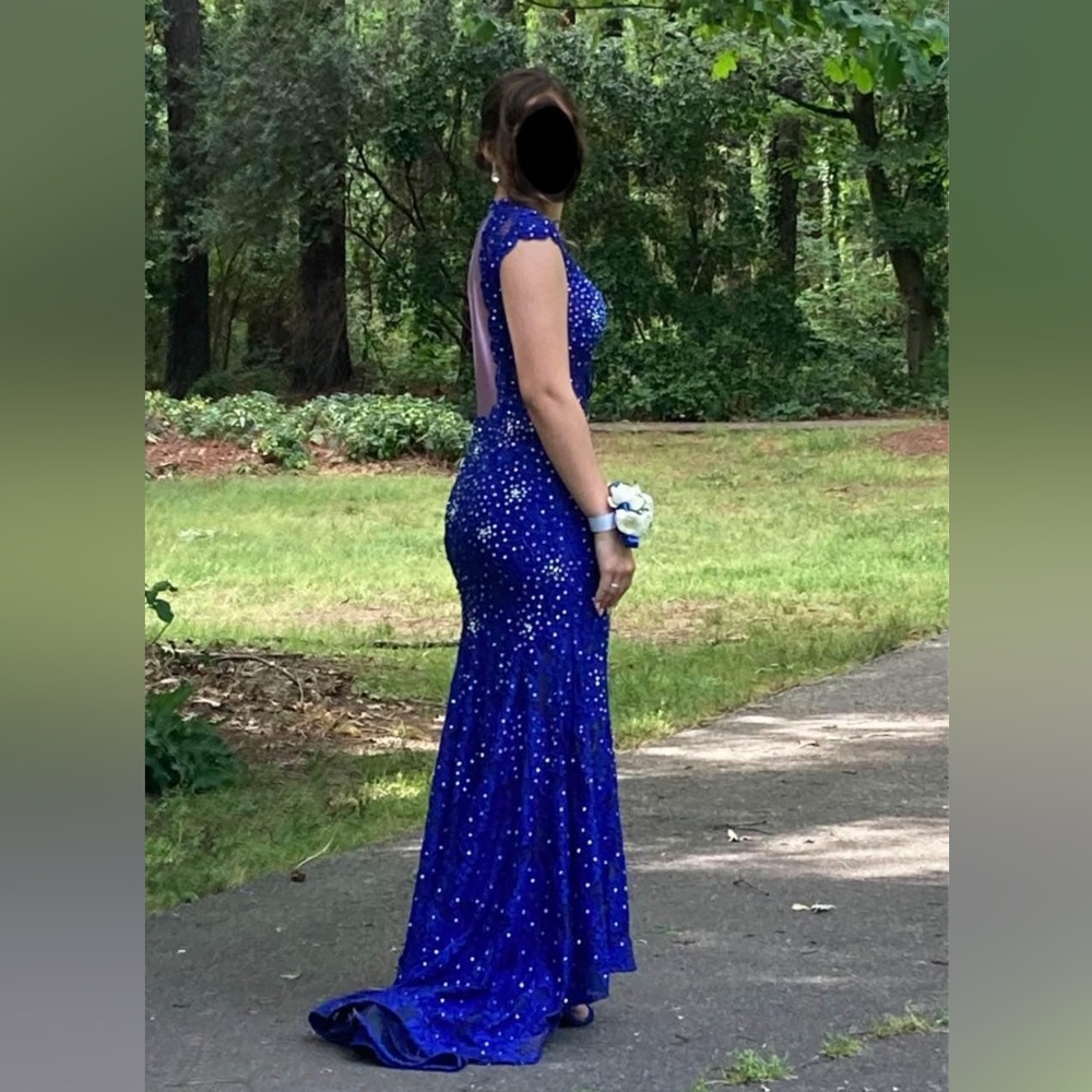 Jovani Blue Sequin Mermaid Dress